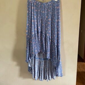 Asymmetrical Blue Floral Skirt